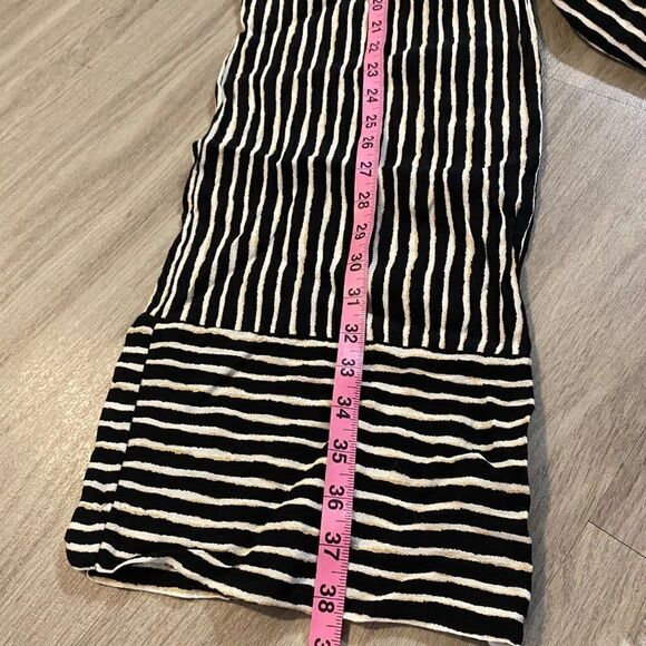 H&M women's black/white striped wide leg loose pant with elastic waist sz 2 - Picture 4 of 8